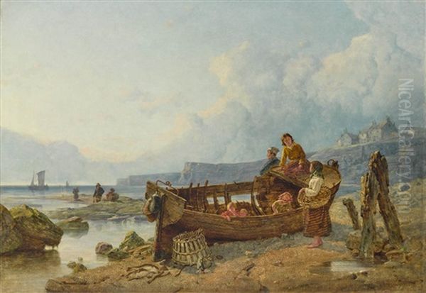 Fischerleben An Englischer Kuste Oil Painting by Isaac Henzell