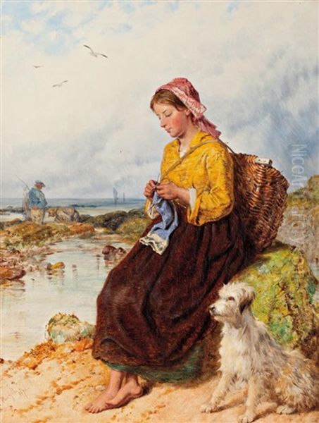 Knitting Baby's Clothes Oil Painting by Isaac Henzell