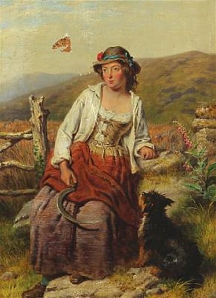 Farm Girl (+ Fisher Girl; Pair) Oil Painting by Isaac Henzell