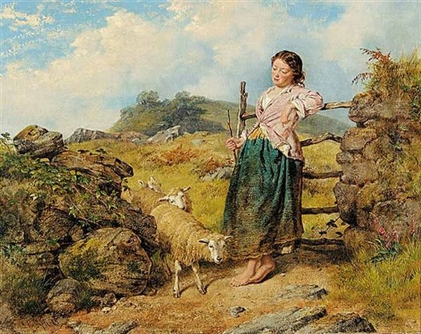 Untitled - The Shepherdess Oil Painting by Isaac Henzell