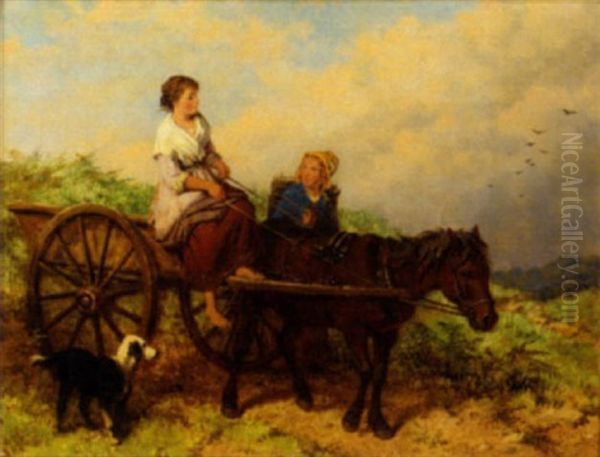 A Wayside Conversation Oil Painting by Isaac Henzell