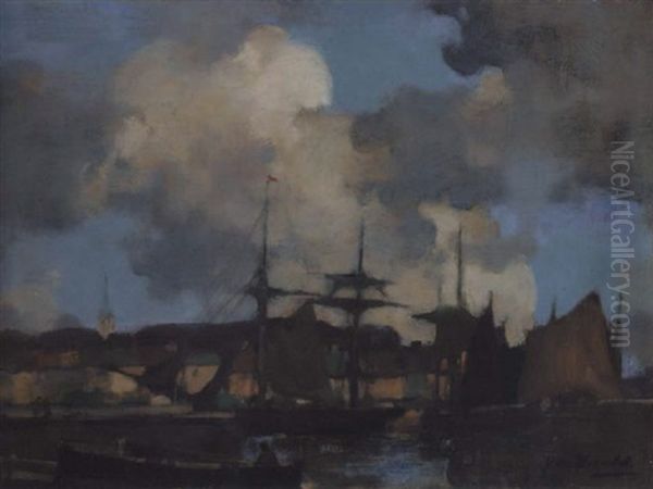 Arbroath Harbour Oil Painting by James Watterston Herald