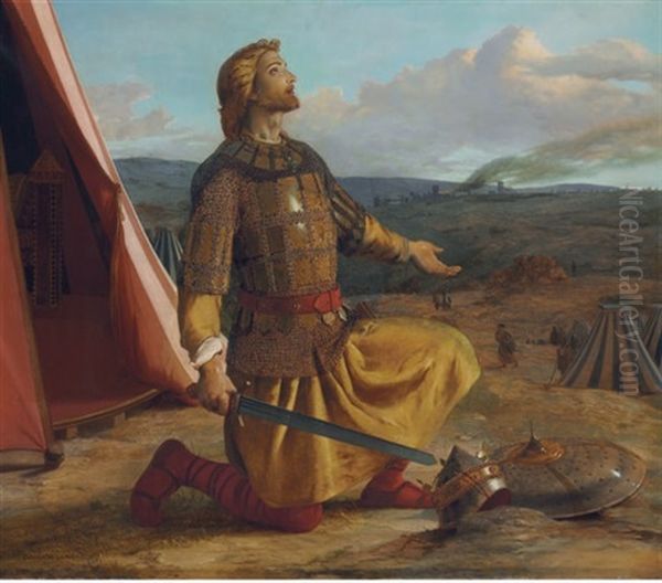 Richard The Lionheart Giving Thanks For Victory Oil Painting by John Rogers Herbert