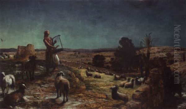 David, The Future King Of Israel, While A Shepherd, At Bethlehem Oil Painting by John Rogers Herbert