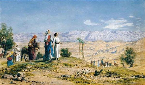 The Holy Family Approaching Jerusalem From Nazereth Oil Painting by John Rogers Herbert