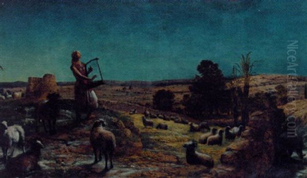 David, The Future King Of Israel, While A Shepherd, At Bethlehem Oil Painting by John Rogers Herbert