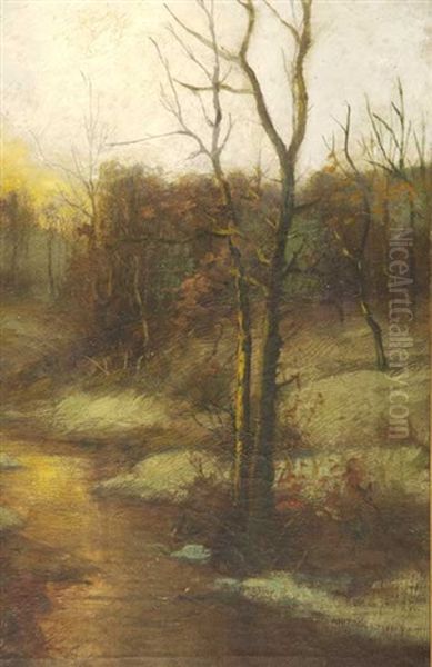 Winter Twilight Landscape Oil Painting by Robert Gaston Herbert