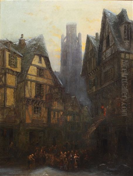 Rue Damiette, Rouen, St. Ouen In Background Oil Painting by Sydney Herbert