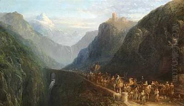 Constantine The Great Crossing The Alps Oil Painting by Sydney Herbert