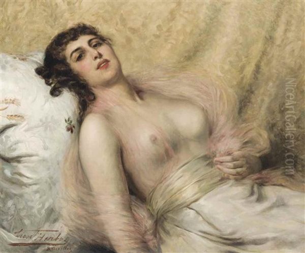 Reclining Nude Oil Painting by Leon Herbo