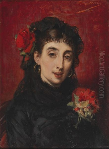 Portrait Of A Spanish Woman Oil Painting by Leon Herbo