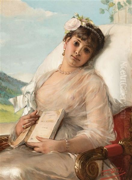 Lost In Thought (1882) Oil Painting by Leon Herbo