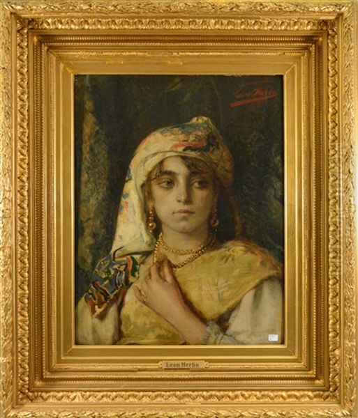 Portrait De Jeune Femme Oil Painting by Leon Herbo