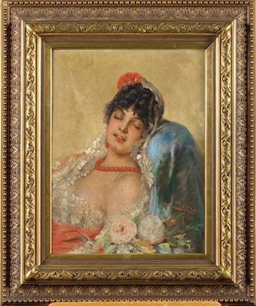 La Belle Espagnole Endormie Oil Painting by Leon Herbo