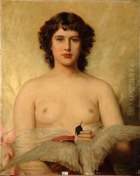 Jeune Fille A L'oiseau Oil Painting by Leon Herbo