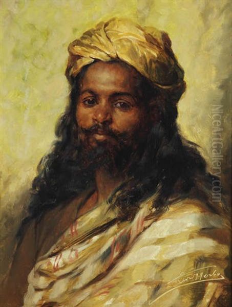 Homme Oriental Au Turban Oil Painting by Leon Herbo