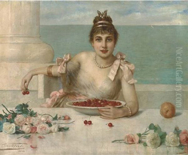 La Cerise: An Elegant Lady With Cherries by Leon Herbo