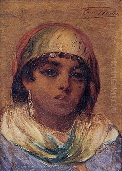 Portrait D'une Jeune Orientale Oil Painting by Leon Herbo