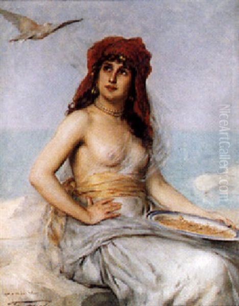 A Grecian Beauty Oil Painting by Leon Herbo