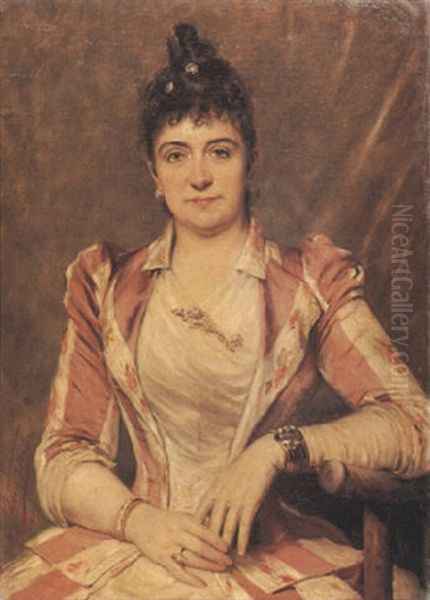 Ritratto Di Signora In Rosa Oil Painting by Leon Herbo