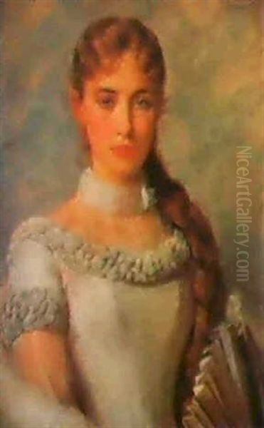 Portrait De Jeune Fille Oil Painting by Leon Herbo