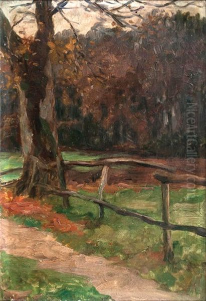 Gatter Am Herbstwald Oil Painting by Thomas Herbst