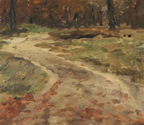 Waldweg Im Herbst Oil Painting by Thomas Herbst