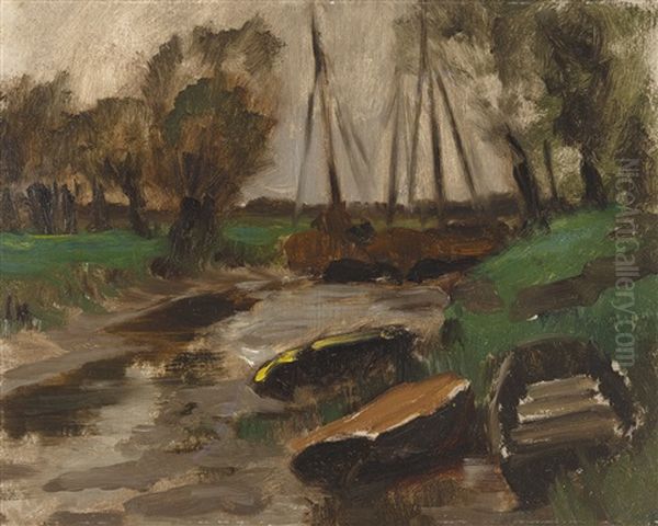 Kleiner Bootshafen Oil Painting by Thomas Herbst