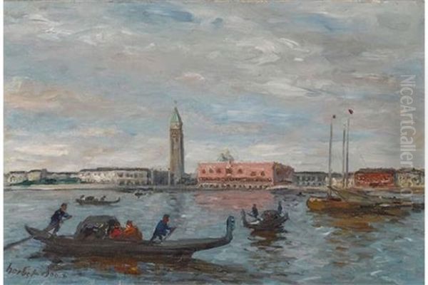 Venedig - Blick Uber Den Bacino Auf Den Dogenpalast Und Die Piazzetta Oil Painting by Thomas Herbst