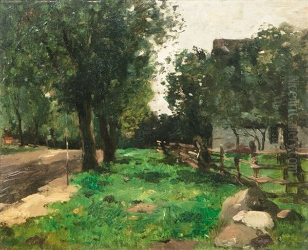 Village Street Oil Painting by Thomas Herbst