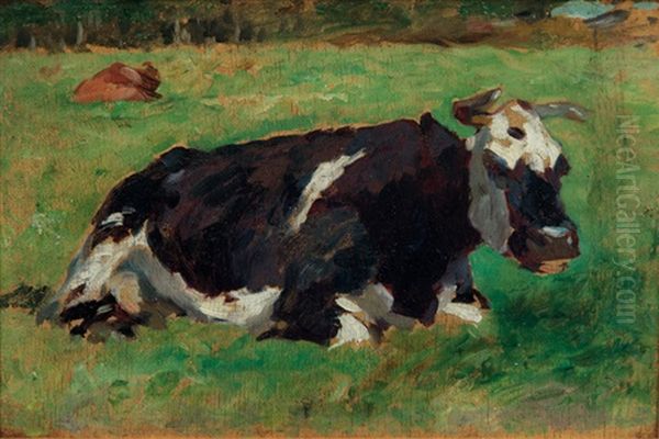 Resting Cow Oil Painting by Thomas Herbst