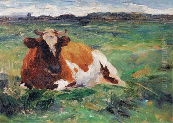 Resting Cow Oil Painting by Thomas Herbst