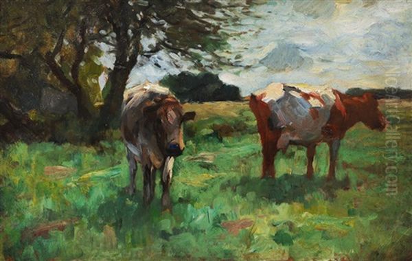 Cows On The Pasture Oil Painting by Thomas Herbst