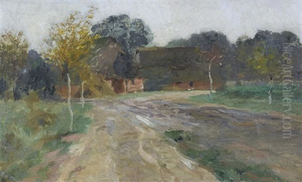 Herbstliche Wegpartie Mit Bauernhaus Oil Painting by Thomas Herbst