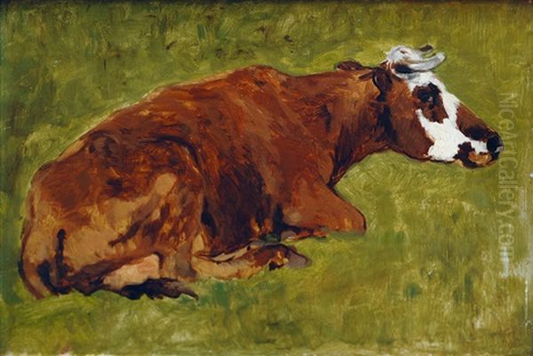 Lying Cow Oil Painting by Thomas Herbst