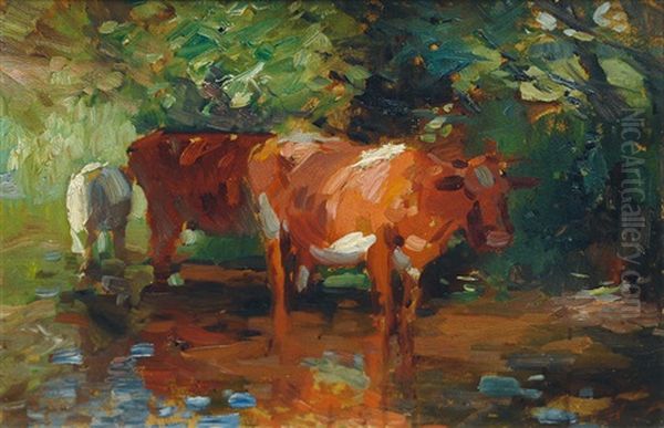 Cows At The Lake by Thomas Herbst