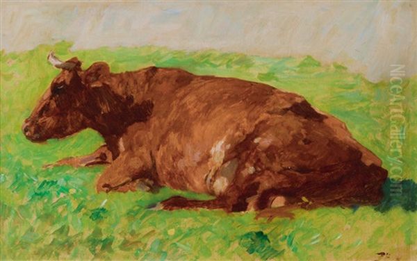 A Cow Oil Painting by Thomas Herbst