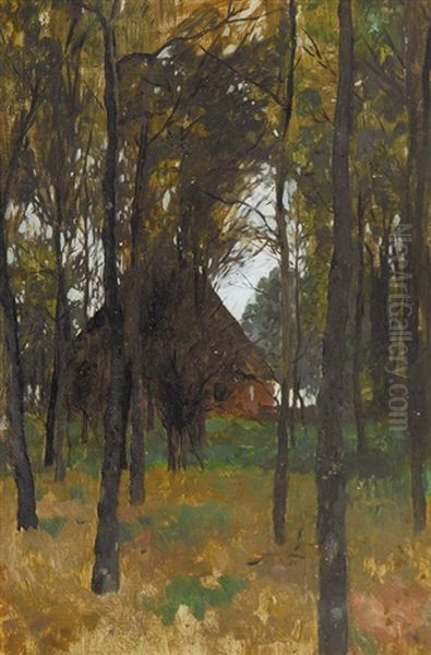 A House Between Trees Oil Painting by Thomas Herbst