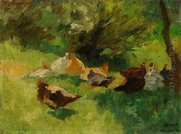 Huhner Im Garten Oil Painting by Thomas Herbst