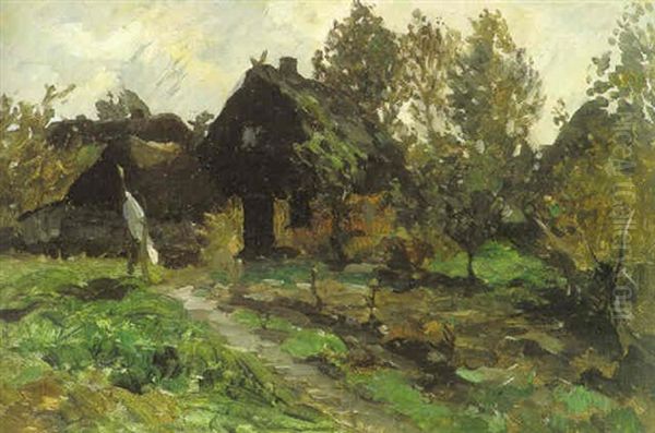 Bauernhaus In Landschaft Oil Painting by Thomas Herbst