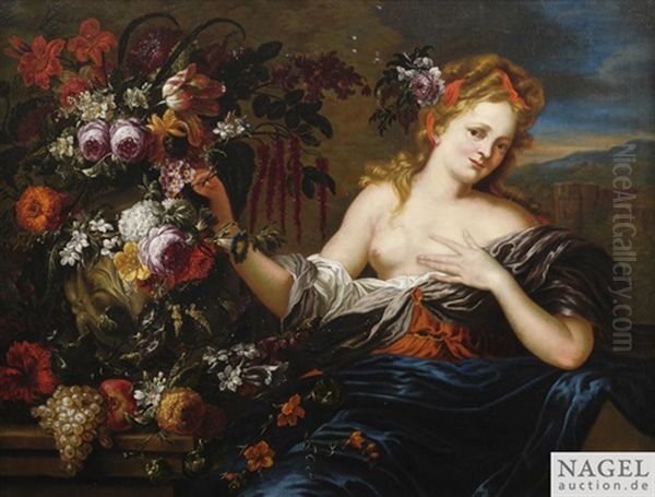 Flora Als Allegorie Des Fruhlings Oil Painting by Jacobus Melchior van Herck