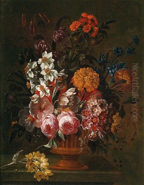 Blumenstillleben In Einer Kratervase Oil Painting by Jacobus Melchior van Herck