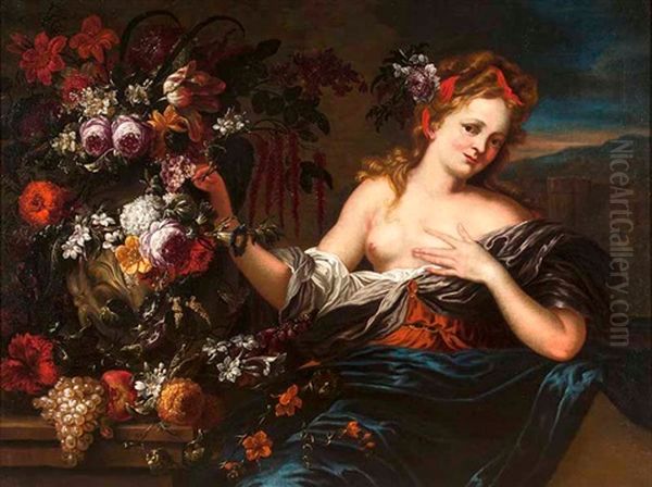 Flora - Allegorie Des Fruhlings Oil Painting by Jacobus Melchior van Herck