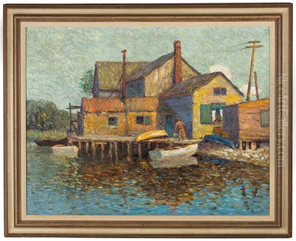 Canal Scene Oil Painting by George Linton Herdle