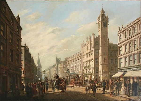 Panoramic View Of The Trongate Glasgow Oil Painting by William Gawin Herdman