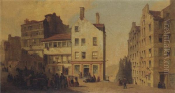 In Edinburgh, The High Street, Leith Wynd And Canongate Oil Painting by William Gawin Herdman