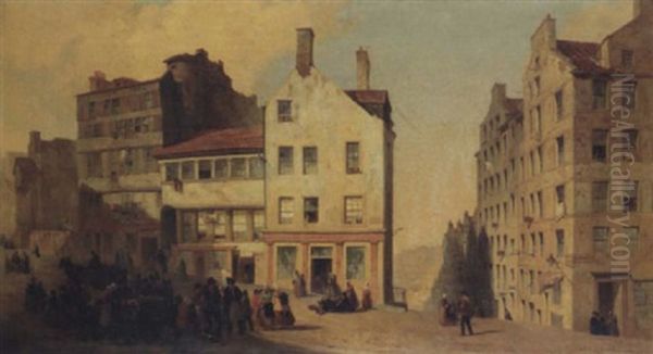 In Edinburgh, The High Street, Leith Wynd And Canongate Oil Painting by William Gawin Herdman