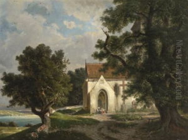 Kapelle Uber Dem See Oil Painting by Hermann Herdtle