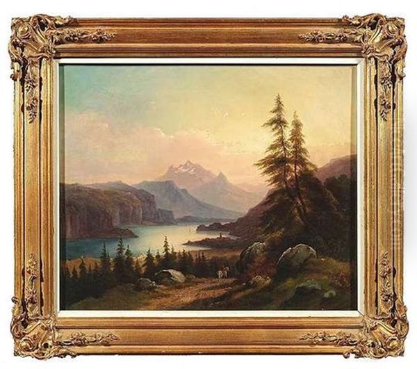 Landschaft Am Vierwaldstatter See Mit Blick Auf Den Pilatus Oil Painting by Hermann Herdtle