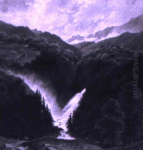 Der F,tschbach Im Lindthal, Kanton Glarus Oil Painting by Hermann Herdtle